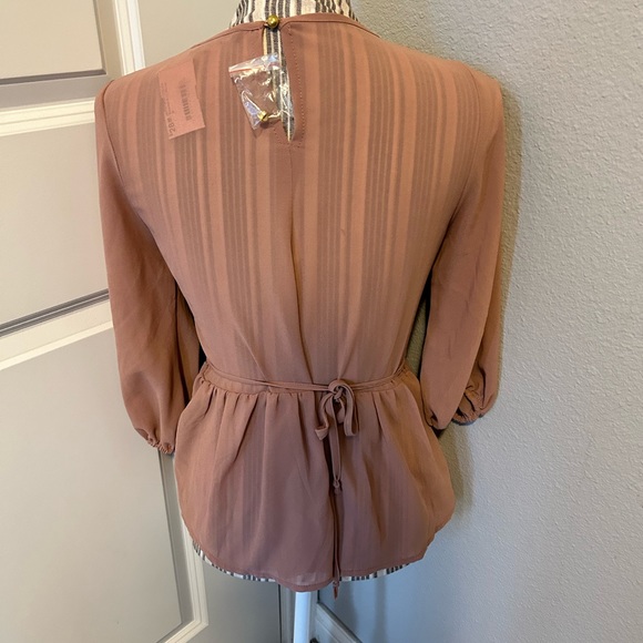 Boutique Mocha Smocked Péplum Blouse -- FINAL SALE PRICE - Picture 8 of 10